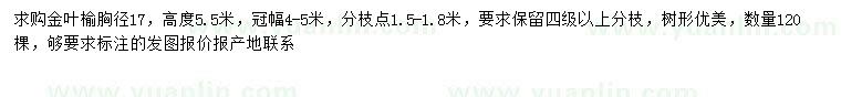 求購胸徑17公分金葉榆