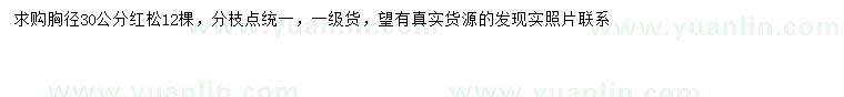 求購胸徑30公分紅松
