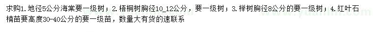 求購(gòu)海棠、梧桐、櫸樹等