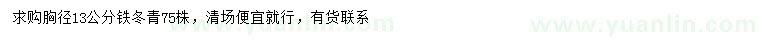 求購胸徑13公分鐵冬青