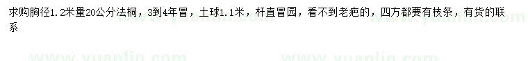 求購1.2米量20公分法桐
