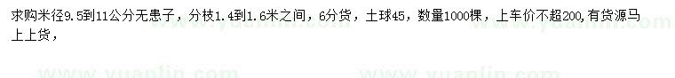 求購米徑9.5-11公分無(wú)患子