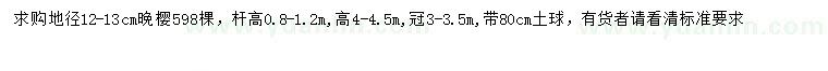 求購地徑12-13公分晚櫻