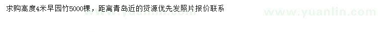 求購高4米早園竹