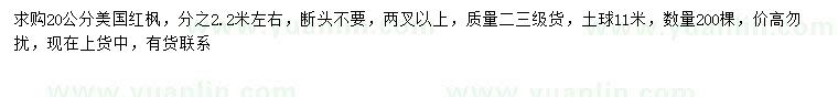 求購20公分美國紅楓