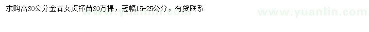 求購(gòu)高30公分金森女貞