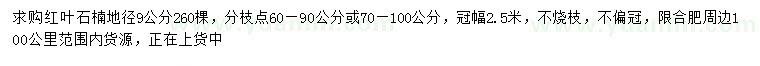 求購(gòu)地徑9公分紅葉石楠