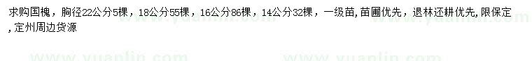 求購(gòu)胸徑14、16、18、22公分國(guó)槐