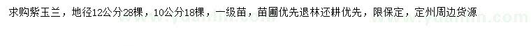 求購(gòu)地徑10、12公分紫玉蘭