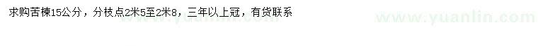求購(gòu)15公分苦楝
