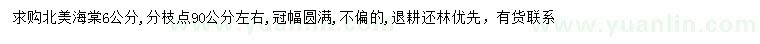 求購6公分北美海棠