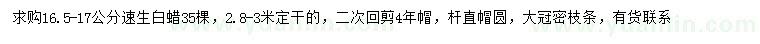 求購16.5-17公分速生白蠟