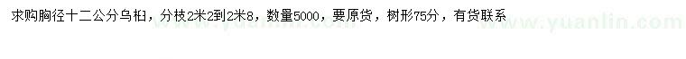 求購胸徑12公分烏桕
