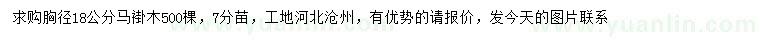 求購胸徑18公分馬褂木
