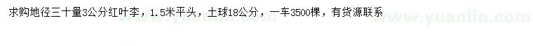 求購30量3公分紅葉李