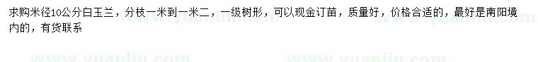 求購米徑10公分白玉蘭