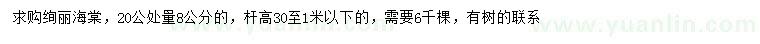 求購20量8公分絢麗海棠
