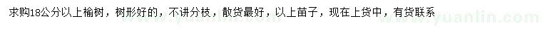 求購18公分以上榆樹