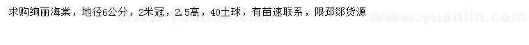 求購地徑6公分絢麗海棠