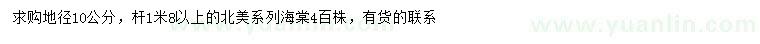 求購地徑10公分北美海棠