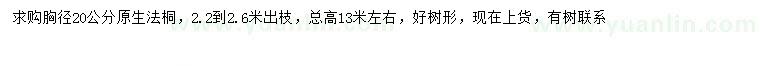 求購胸徑20公分法桐
