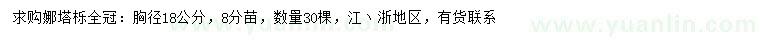 求購(gòu)胸徑18公分娜塔櫟