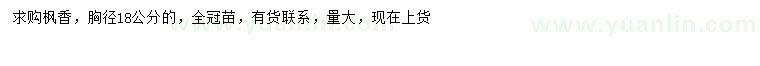 求購(gòu)胸徑18公分楓香