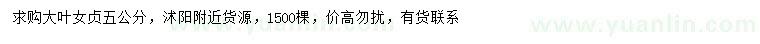 求購(gòu)5公分大葉女貞