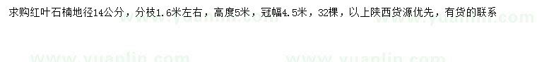 求購地徑14公分紅葉石楠