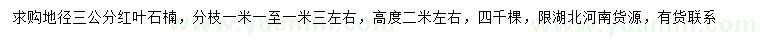 求購(gòu)地徑3公分紅葉石楠
