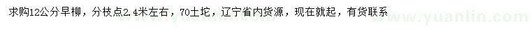 求購12公分旱柳