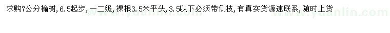 求購(gòu)6.5-7公分榆樹(shù)