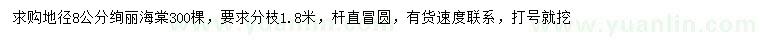 求購地徑8公分絢麗海棠