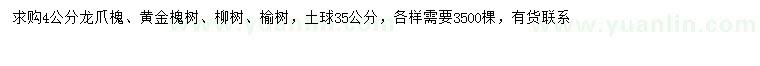 求購龍爪槐、金槐樹、柳樹等