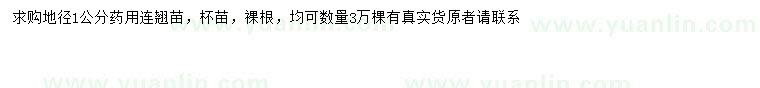 求購地徑1公分連翹