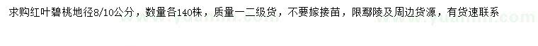求購(gòu)地徑8、10公分紅葉碧桃