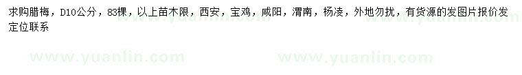 求購(gòu)地徑10公分臘梅