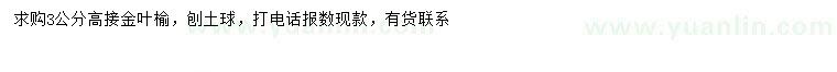 求購3公分高接金葉榆