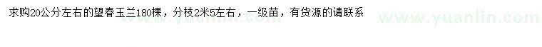 求購20公分望春玉蘭