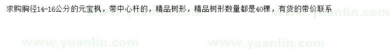求購胸徑14-16公分元寶楓
