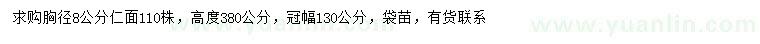 求購胸徑8公分仁面