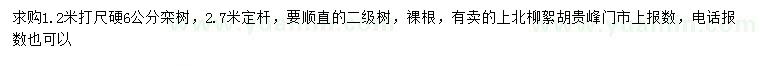 求購1.2米量6公分欒樹
