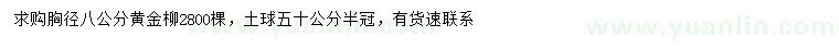 求購(gòu)胸徑8公分黃金柳