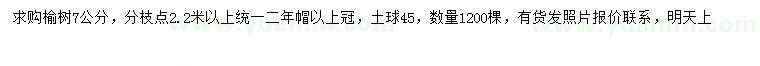 求購(gòu)7公分榆樹(shù)