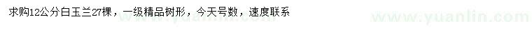求購12公分白玉蘭