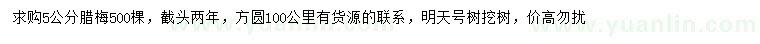 求購5公分臘梅