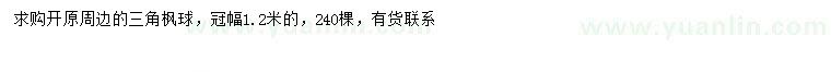 求購冠幅1.2米三角楓球