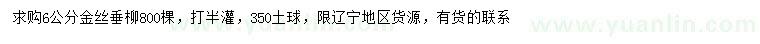 求購6公分金絲垂柳