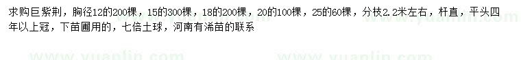 求購胸徑12、15、18、20、25公分巨紫荊