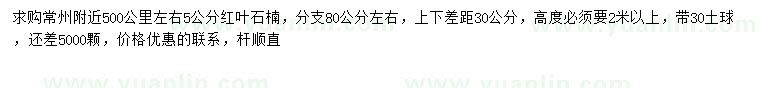 求購5公分紅葉石楠